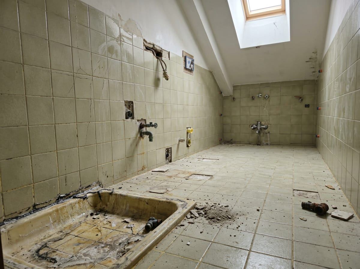 Bagno mansardato prima della ristrutturazione